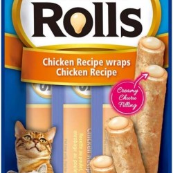 INABA Churu Rolls No By-Products with 59% Chicken Meat Cat Treats, Grain-Free, Sugar-Free, Perfect for Hiding Tablet, Soft and Juicy Chew Sticks for Cats 40 g INABA Churu Rolls No By-Products with 59% Chicken Meat Cat Treats, Grain-Free, Sugar-Free, Perfect for Hiding Tablet, Soft and Juicy Chew Sticks for Cats 40 g
