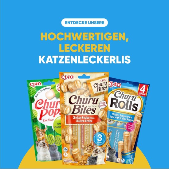 INABA Churu Rolls Rich in Chicken and Tuna Cat Treats | Grain-Free, Sugar Free, No Artificial Flavours Cat Snacks 40 g (Pack of 1) INABA Churu Rolls Rich in Chicken and Tuna Cat Treats | Grain-Free, Sugar Free, No Artificial Flavours Cat Snacks 40 g (Pack of 1)
