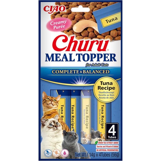 INABA Churu Skin & Coat - Cat Treats with Chicken - Omega 3 & 6 and Taurine - Feline Snacks, Creamy Texture - Cat Food, Skin & Fur - 4 Tubes x 14 g INABA Churu Skin & Coat - Cat Treats with Chicken - Omega 3 & 6 and Taurine - Feline Snacks, Creamy Texture - Cat Food, Skin & Fur - 4 Tubes x 14 g
