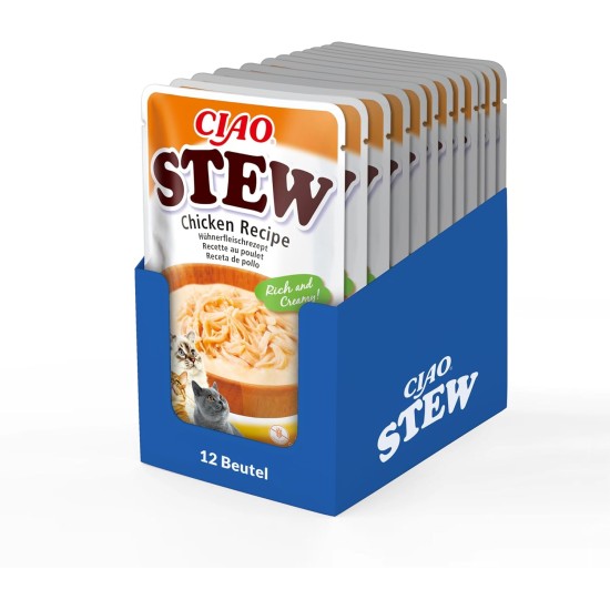 INABA Ciao Stew Cat Snacks 86% Moisture and Vitamin E, Creamy Premium Cat Treats with Chicken & Salmon 40 g (Pack of 1), Delicious Addition for Wet and Dry Food INABA Ciao Stew Cat Snacks 86% Moisture and Vitamin E, Creamy Premium Cat Treats with Chicken & Salmon 40 g (Pack of 1), Delicious Addition for Wet and Dry Food