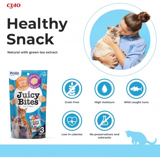 INABA Juicy Bites Rich in Chicken and Tuna Cat Treats, 98% Chicken Meat, 29% Protein, Grain Free, No Sugar, No By-Products, Premium Cat Treats from Japan, 33.9 g (Pack of 1) INABA Juicy Bites Rich in Chicken and Tuna Cat Treats, 98% Chicken Meat, 29% Protein, Grain Free, No Sugar, No By-Products, Premium Cat Treats from Japan, 33.9 g (Pack of 1)