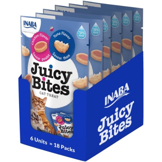 INABA Juicy Bites Rich in Chicken and Tuna Cat Treats, 98% Chicken Meat, 29% Protein, Grain Free, No Sugar, No By-Products, Premium Cat Treats from Japan, 33.9 g (Pack of 1) INABA Juicy Bites Rich in Chicken and Tuna Cat Treats, 98% Chicken Meat, 29% Protein, Grain Free, No Sugar, No By-Products, Premium Cat Treats from Japan, 33.9 g (Pack of 1)