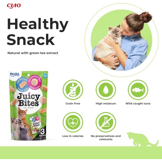 INABA Juicy Bites Rich in Chicken and Tuna Cat Treats, 98% Chicken Meat, 29% Protein, Grain Free, No Sugar, No By-Products, Premium Cat Treats from Japan, 33.9 g (Pack of 1) INABA Juicy Bites Rich in Chicken and Tuna Cat Treats, 98% Chicken Meat, 29% Protein, Grain Free, No Sugar, No By-Products, Premium Cat Treats from Japan, 33.9 g (Pack of 1)