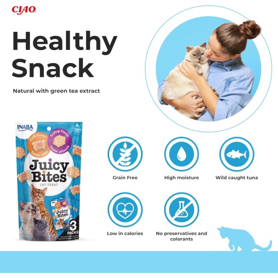 INABA Juicy Bites Rich in Chicken and Tuna Cat Treats, 98% Chicken Meat, 29% Protein, Grain Free, No Sugar, No By-Products, Premium Cat Treats from Japan, 33.9 g (Pack of 1) INABA Juicy Bites Rich in Chicken and Tuna Cat Treats, 98% Chicken Meat, 29% Protein, Grain Free, No Sugar, No By-Products, Premium Cat Treats from Japan, 33.9 g (Pack of 1)