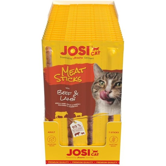 JosiCat Meat Sticks Salmon & Trout (20 x 35 g) | Delicious Chew Stick with Salmon & Trout | Cat Snack without Sugar & Artificial Flavour Enhancers | Grain-Free | Powered by Josera | 20 x 7 Sticks JosiCat Meat Sticks Salmon & Trout (20 x 35 g) | Delicious Chew Stick with Salmon & Trout | Cat Snack without Sugar & Artificial Flavour Enhancers | Grain-Free | Powered by Josera | 20 x 7 Sticks