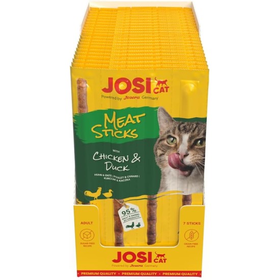 JosiCat Meat Sticks Salmon & Trout (20 x 35 g) | Delicious Chew Stick with Salmon & Trout | Cat Snack without Sugar & Artificial Flavour Enhancers | Grain-Free | Powered by Josera | 20 x 7 Sticks JosiCat Meat Sticks Salmon & Trout (20 x 35 g) | Delicious Chew Stick with Salmon & Trout | Cat Snack without Sugar & Artificial Flavour Enhancers | Grain-Free | Powered by Josera | 20 x 7 Sticks