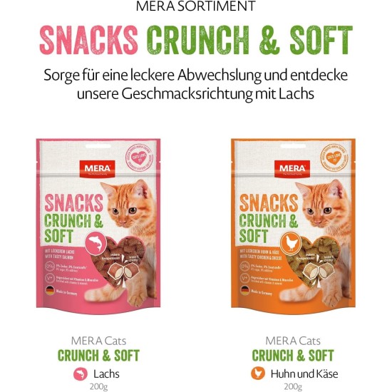 MERA Crunch & Soft with Salmon, 200 g Delicious Cat Treats, Nutritious Cat Snack Full of Vitamins and Minerals, Crisky Cushion with Creamy Filling MERA Crunch & Soft with Salmon, 200 g Delicious Cat Treats, Nutritious Cat Snack Full of Vitamins and Minerals, Crisky Cushion with Creamy Filling