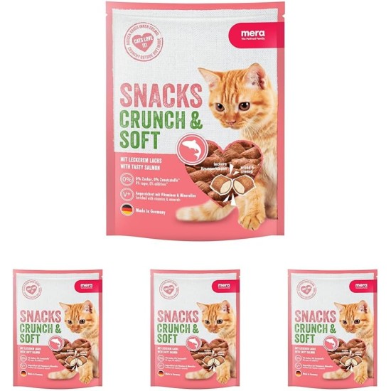 MERA Crunch & Soft with Salmon, 200 g Delicious Cat Treats, Nutritious Cat Snack Full of Vitamins and Minerals, Crisky Cushion with Creamy Filling MERA Crunch & Soft with Salmon, 200 g Delicious Cat Treats, Nutritious Cat Snack Full of Vitamins and Minerals, Crisky Cushion with Creamy Filling