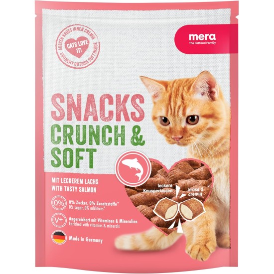 MERA Crunch & Soft with Salmon, 200 g Delicious Cat Treats, Nutritious Cat Snack Full of Vitamins and Minerals, Crisky Cushion with Creamy Filling MERA Crunch & Soft with Salmon, 200 g Delicious Cat Treats, Nutritious Cat Snack Full of Vitamins and Minerals, Crisky Cushion with Creamy Filling