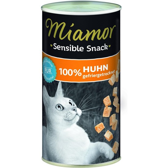 MIAMOR - Sensitive Snack | Snack made from 100% chicken breast fillet for pampering nutrition-sensitive cats. Supplementary food in a practical tin without any additives | 12 x 30 g chicken MIAMOR - Sensitive Snack | Snack made from 100% chicken breast fillet for pampering nutrition-sensitive cats. Supplementary food in a practical tin without any additives | 12 x 30 g chicken