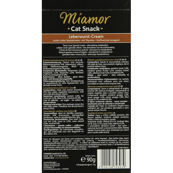 Miamor Cat Snack Malt Cream + Cheese 11 x 6 x 15 g Miamor Cat Snack Malt Cream + Cheese 11 x 6 x 15 g
