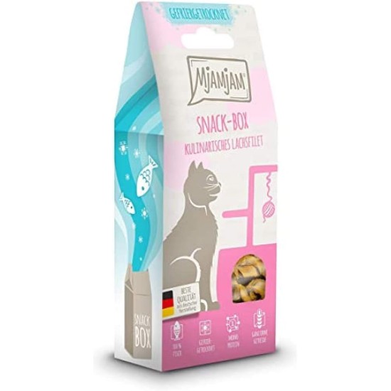MjAMjAM - Premium Cat Snack - Snack Box - Culinary Salmon Fillet, Pack of 1 (1 x 50 g), Natural, No Synthetic Preservatives MjAMjAM - Premium Cat Snack - Snack Box - Culinary Salmon Fillet, Pack of 1 (1 x 50 g), Natural, No Synthetic Preservatives