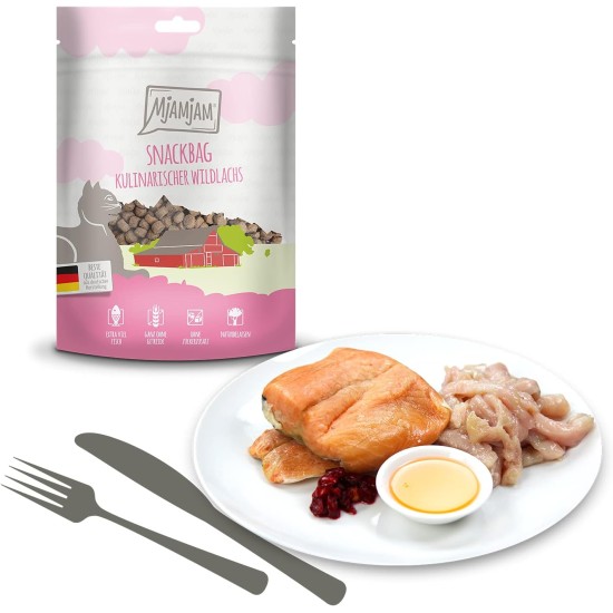MjAMjAM Premium Cat Snack, Snack Bag, Juicy Chicken, Pack of 1 (1 x 125 g), Natural, No Synthetic Preservatives MjAMjAM Premium Cat Snack, Snack Bag, Juicy Chicken, Pack of 1 (1 x 125 g), Natural, No Synthetic Preservatives