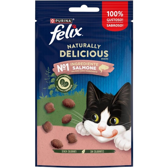 Purina Felix Naturally Delicious Snacks for Cats with Salmon 8 Bags of 50 g Purina Felix Naturally Delicious Snacks for Cats with Salmon 8 Bags of 50 g