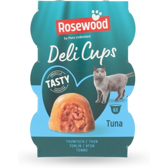 Rosewood Gobelets Délices Tuna & Chicken - Soft Cat Snacks, Natural Ingredients, Omega-3 & Omega-6, No Salt & Sugar, No Artificial Additives, 6 x 22 g Rosewood Gobelets Délices Tuna & Chicken - Soft Cat Snacks, Natural Ingredients, Omega-3 & Omega-6, No Salt & Sugar, No Artificial Additives, 6 x 22 g
