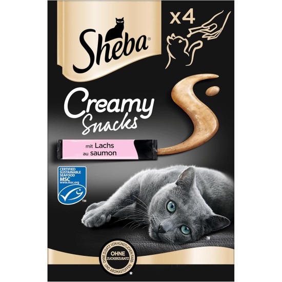 Sheba Creamy Snacks bag with salmon MSC, 11 x 4 x 12 g Sheba Creamy Snacks bag with salmon MSC, 11 x 4 x 12 g