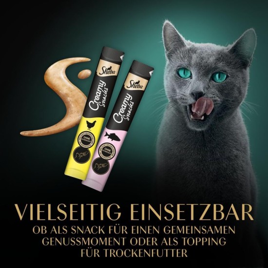 Sheba Creamy Snacks, creamy cat treats with 3 flavours, 6 bags each, 18 x 12 g Sheba Creamy Snacks, creamy cat treats with 3 flavours, 6 bags each, 18 x 12 g