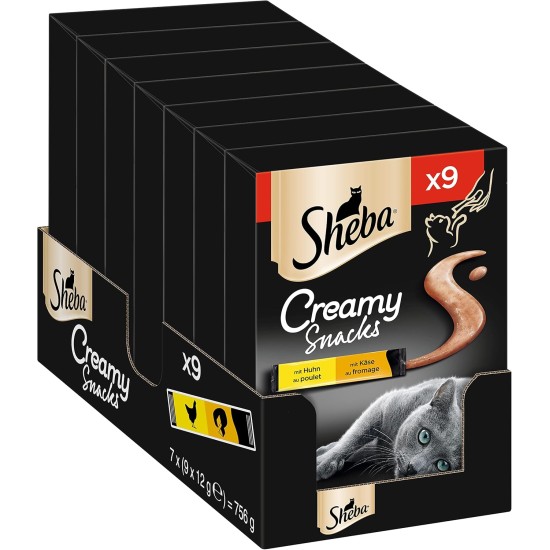 Sheba Creamy Snacks, creamy cat treats with 3 flavours, 6 bags each, 18 x 12 g Sheba Creamy Snacks, creamy cat treats with 3 flavours, 6 bags each, 18 x 12 g