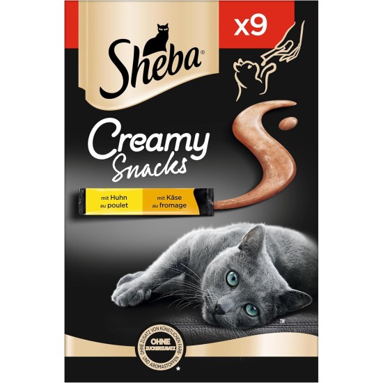 Sheba Creamy Snacks, creamy cat treats with 3 flavours, 6 bags each, 18 x 12 g Sheba Creamy Snacks, creamy cat treats with 3 flavours, 6 bags each, 18 x 12 g