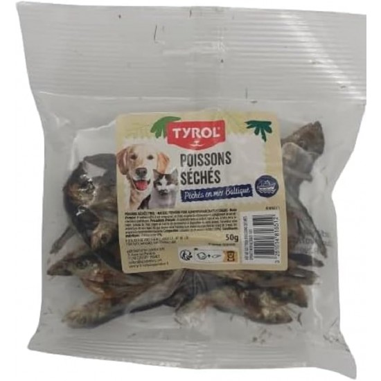 Tyrol | Sprat Dried Fish Pack | Cat & Dog Food | Treats for Dogs and Cats Rich in Protein | Natural Food | Baltic Sea Fishing | 50g | European Tyrol | Sprat Dried Fish Pack | Cat & Dog Food | Treats for Dogs and Cats Rich in Protein | Natural Food | Baltic Sea Fishing | 50g | European