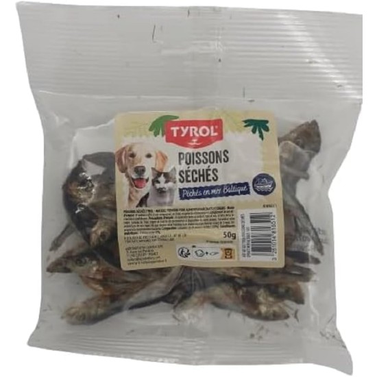 Tyrol | Sprat Dried Fish Pack | Cat & Dog Food | Treats for Dogs and Cats Rich in Protein | Natural Food | Baltic Sea Fishing | 50g | European Tyrol | Sprat Dried Fish Pack | Cat & Dog Food | Treats for Dogs and Cats Rich in Protein | Natural Food | Baltic Sea Fishing | 50g | European