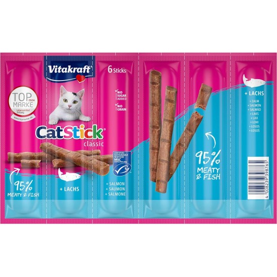 Vitakraft Cat Stick Classic, Cat Snack, Meaty Mini Sticks, with Turkey and Lamb, in Storage Size, No Added Sugar and Grains (10 x 36 g) Vitakraft Cat Stick Classic, Cat Snack, Meaty Mini Sticks, with Turkey and Lamb, in Storage Size, No Added Sugar and Grains (10 x 36 g)