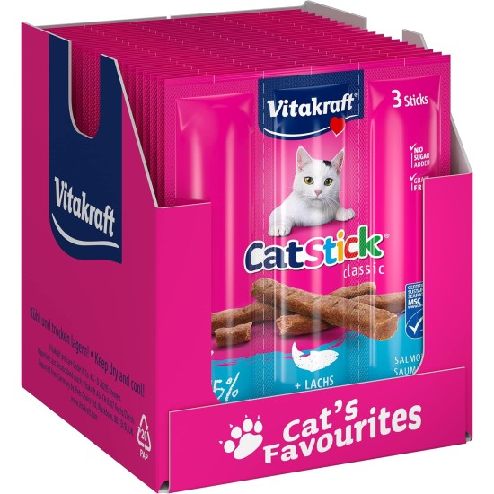 Vitakraft Cat Stick Classic, Cat Treat, Meaty Stick, with Poultry and Liver, Storage Size, No Added Sugar (10 x 36 g) Vitakraft Cat Stick Classic, Cat Treat, Meaty Stick, with Poultry and Liver, Storage Size, No Added Sugar (10 x 36 g)
