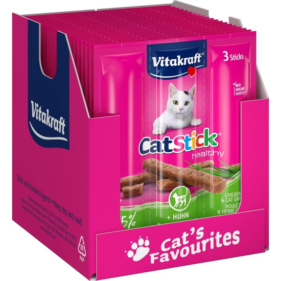 Vitakraft Cat Stick Classic, Cat Treat, Meaty Stick, with Poultry and Liver, Storage Size, No Added Sugar (10 x 36 g) Vitakraft Cat Stick Classic, Cat Treat, Meaty Stick, with Poultry and Liver, Storage Size, No Added Sugar (10 x 36 g)