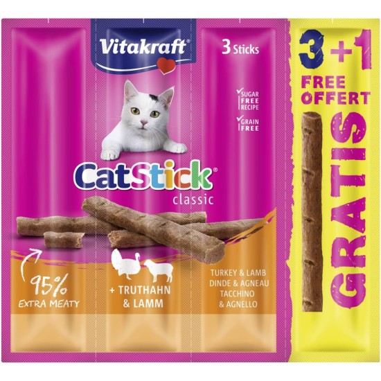 Vitakraft Cat Stick Classic, Cat Treat, Meaty Stick, with Poultry and Liver, Storage Size, No Added Sugar (10 x 36 g) Vitakraft Cat Stick Classic, Cat Treat, Meaty Stick, with Poultry and Liver, Storage Size, No Added Sugar (10 x 36 g)