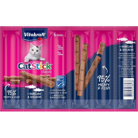 Vitakraft Cat Stick Classic, Cat Treat, Meaty Stick, with Poultry and Liver, Storage Size, No Added Sugar (10 x 36 g) Vitakraft Cat Stick Classic, Cat Treat, Meaty Stick, with Poultry and Liver, Storage Size, No Added Sugar (10 x 36 g)