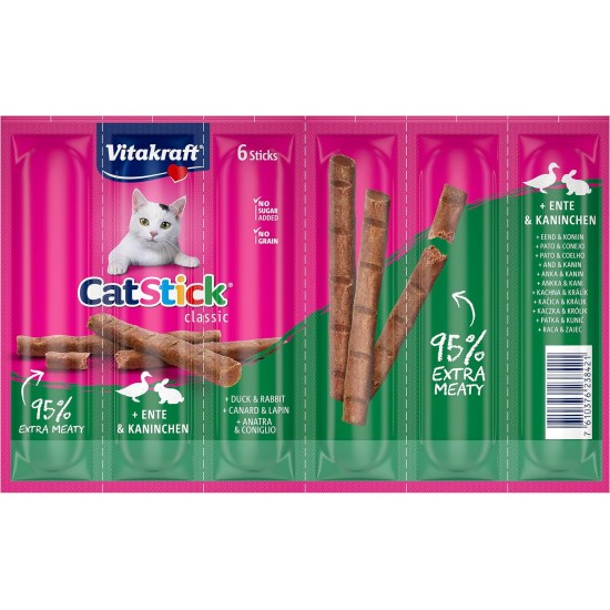 Vitakraft Cat Stick Classic, Cat Treat, Meaty Stick, with Poultry and Liver, Storage Size, No Added Sugar (10 x 36 g) Vitakraft Cat Stick Classic, Cat Treat, Meaty Stick, with Poultry and Liver, Storage Size, No Added Sugar (10 x 36 g)