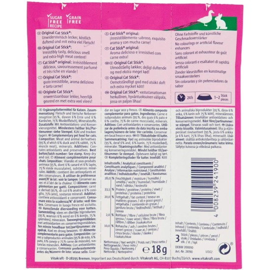 Vitakraft Cat Stick Classic, Cat Treat, Meaty Stick, with Turkey and Lamb, Storage Size, No Added Sugar (10 x 36 g) Vitakraft Cat Stick Classic, Cat Treat, Meaty Stick, with Turkey and Lamb, Storage Size, No Added Sugar (10 x 36 g)