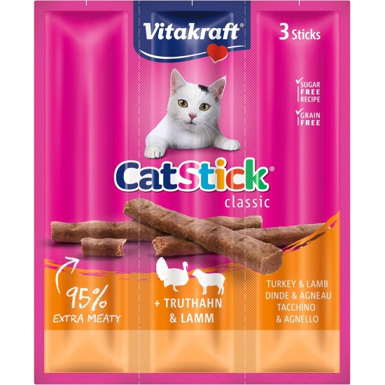 Vitakraft Cat Stick Classic, Cat Treat, Meaty Stick, with Turkey and Lamb, Storage Size, No Added Sugar (10 x 36 g) Vitakraft Cat Stick Classic, Cat Treat, Meaty Stick, with Turkey and Lamb, Storage Size, No Added Sugar (10 x 36 g)