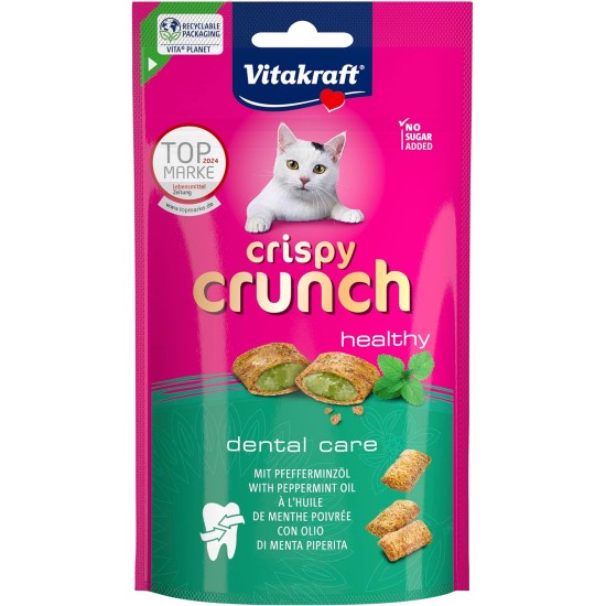 Vitakraft Crispy Crunch Classic, Cat Treat, Crispy Cat Snack Filled with Peppermint Oil, Storage Size, No Added Sugar (8 x 60 g) Vitakraft Crispy Crunch Classic, Cat Treat, Crispy Cat Snack Filled with Peppermint Oil, Storage Size, No Added Sugar (8 x 60 g)