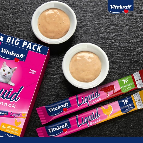 Vitakraft Liquid Snack for Cats, Cats Treats in Mega Pack, Creamy Texture, with Beef, with Chicken, with Salmon, 1 Storage Pack (48 x 15 g) Vitakraft Liquid Snack for Cats, Cats Treats in Mega Pack, Creamy Texture, with Beef, with Chicken, with Salmon, 1 Storage Pack (48 x 15 g)