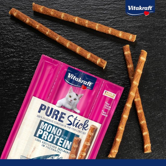 Vitakraft Pure Stick, Cat Treat, Meaty Stick, with Pollock, Individual Sticks, Also for Nutritionally Sensitive Cats, Storage Size (20 x 20 g) Vitakraft Pure Stick, Cat Treat, Meaty Stick, with Pollock, Individual Sticks, Also for Nutritionally Sensitive Cats, Storage Size (20 x 20 g)