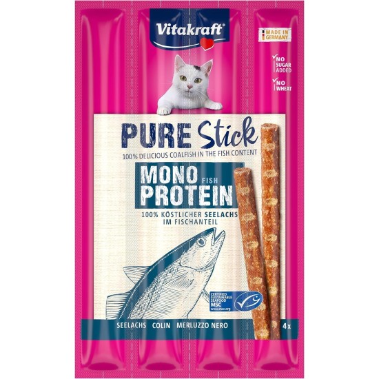 Vitakraft Pure Stick, Cat Treat, Meaty Stick, with Pollock, Individual Sticks, Also for Nutritionally Sensitive Cats, Storage Size (20 x 20 g) Vitakraft Pure Stick, Cat Treat, Meaty Stick, with Pollock, Individual Sticks, Also for Nutritionally Sensitive Cats, Storage Size (20 x 20 g)