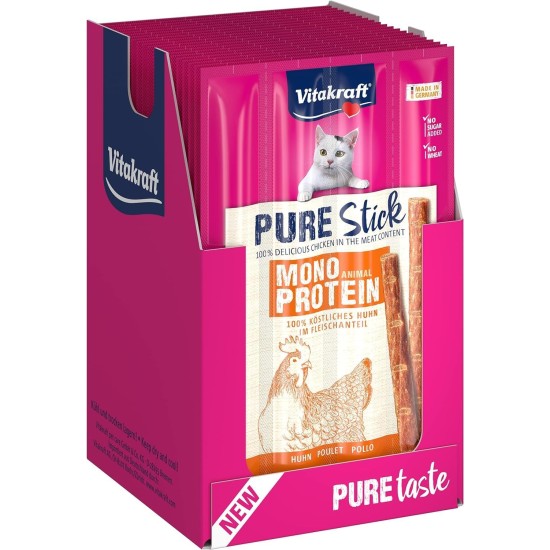 Vitakraft Pure Stick, Cat Treat, Meaty Stick, with Pollock, Individual Sticks, Also for Nutritionally Sensitive Cats, Storage Size (20 x 20 g) Vitakraft Pure Stick, Cat Treat, Meaty Stick, with Pollock, Individual Sticks, Also for Nutritionally Sensitive Cats, Storage Size (20 x 20 g)