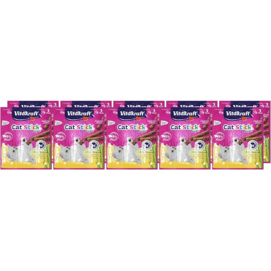 Vitakraft Stick Mini Chicken/Catnip Treats - 3 Pieces - Pack of 10 Vitakraft Stick Mini Chicken/Catnip Treats - 3 Pieces - Pack of 10