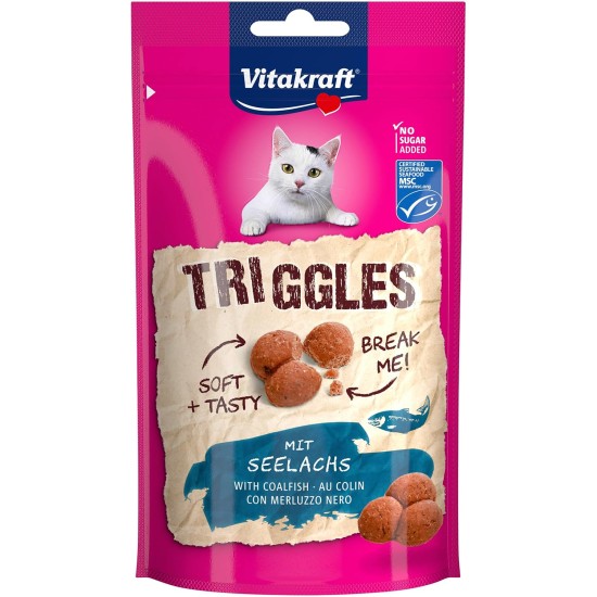 Vitakraft Triggles Cat Snack with Pollock, Mini Appetizers for Pampering, No Added Sugar (1 x 40 g) Vitakraft Triggles Cat Snack with Pollock, Mini Appetizers for Pampering, No Added Sugar (1 x 40 g)