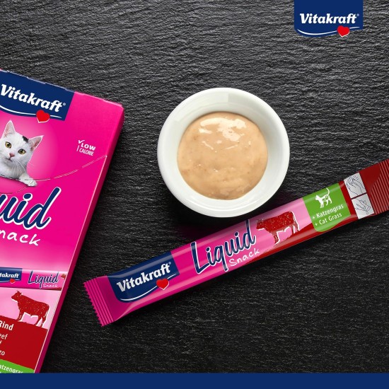 Vitakraft cat snack - liquid snack with beef + cat grass, 6 x 15g Vitakraft cat snack - liquid snack with beef + cat grass, 6 x 15g