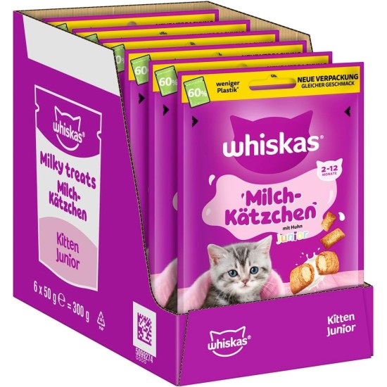 WHISKAS Anti-Hairball Cat Snacks 6 x 50g - Delicious Snacks Against Hairballs for Healthy Fur WHISKAS Anti-Hairball Cat Snacks 6 x 50g - Delicious Snacks Against Hairballs for Healthy Fur
