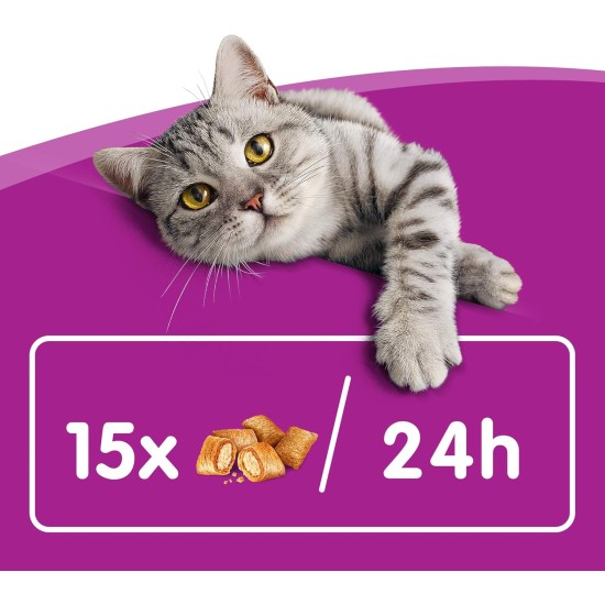 Whiskas Crispy Bags Cat Snacks with Chicken and Cheese 4x 180 g (4 Packs) – Various Product Packages Available Whiskas Crispy Bags Cat Snacks with Chicken and Cheese 4x 180 g (4 Packs) – Various Product Packages Available