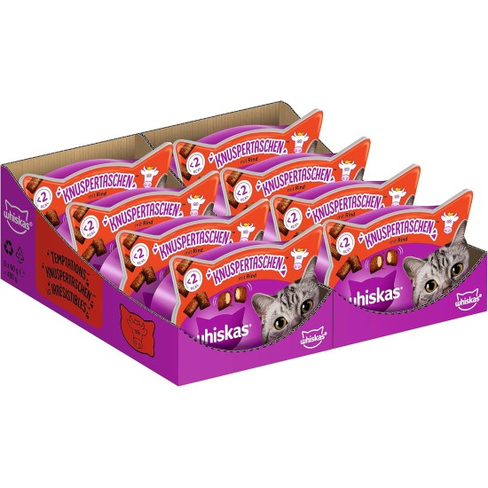 Whiskas Crispy Bags Cat Snacks with Chicken and Cheese 4x 180 g (4 Packs) – Various Product Packages Available Whiskas Crispy Bags Cat Snacks with Chicken and Cheese 4x 180 g (4 Packs) – Various Product Packages Available