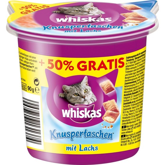 Whiskas Crispy Bags Cat Snacks with Chicken and Cheese 4x 180 g (4 Packs) – Various Product Packages Available Whiskas Crispy Bags Cat Snacks with Chicken and Cheese 4x 180 g (4 Packs) – Various Product Packages Available