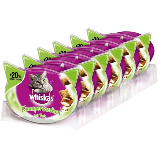 Whiskas Crispy Bags Cat Snacks with Chicken and Cheese 4x 180 g (4 Packs) – Various Product Packages Available Whiskas Crispy Bags Cat Snacks with Chicken and Cheese 4x 180 g (4 Packs) – Various Product Packages Available