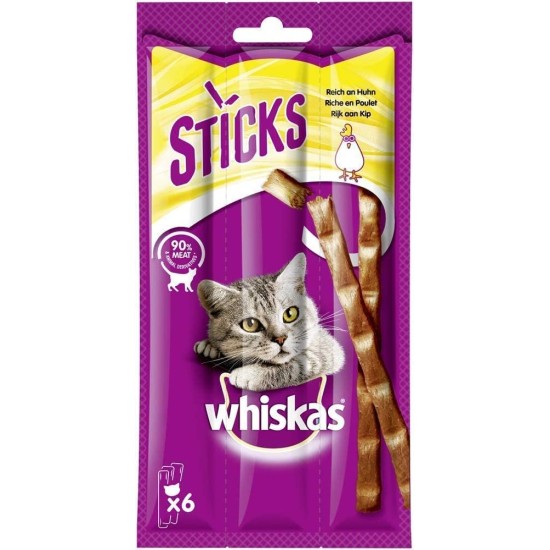 Whiskas Sticks – Chicken Flavoured Cat Snack – Irresistible Taste Experience – Many Vitamins and Minerals – 14 Packs of 36 g Whiskas Sticks – Chicken Flavoured Cat Snack – Irresistible Taste Experience – Many Vitamins and Minerals – 14 Packs of 36 g