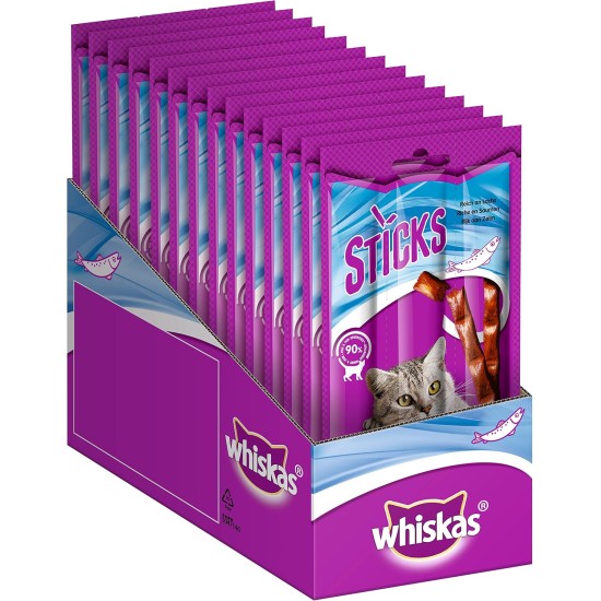 Whiskas Sticks – Chicken Flavoured Cat Snack – Irresistible Taste Experience – Many Vitamins and Minerals – 14 Packs of 36 g Whiskas Sticks – Chicken Flavoured Cat Snack – Irresistible Taste Experience – Many Vitamins and Minerals – 14 Packs of 36 g