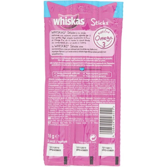 Whiskas Sticks Rich in Salmon, 14x 6 Pieces Whiskas Sticks Rich in Salmon, 14x 6 Pieces