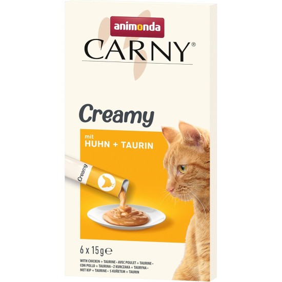 animonda Carny Creamy Cat Snack (6 x 15 g), Premium Cat Snack for Demanding Gourmets with Delicate Salmon and Precious Taurine animonda Carny Creamy Cat Snack (6 x 15 g), Premium Cat Snack for Demanding Gourmets with Delicate Salmon and Precious Taurine